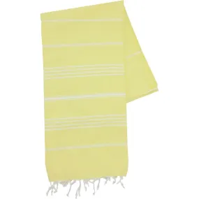 Serviette de plage - fouta - hammam - T1-HAM - jaune et blanc 