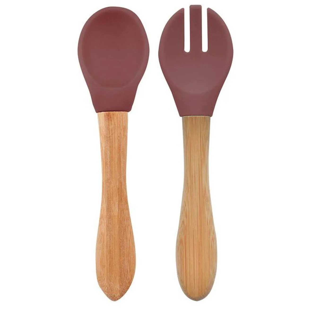 Set de couverts en bambou et silicone (lot de 2) - Terracotta orange - Minikoioi