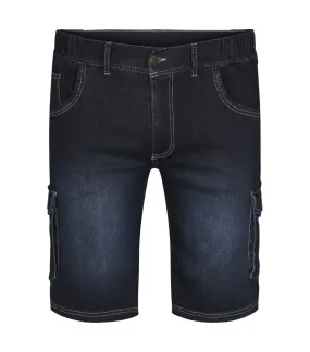 Short Cargo North 56°4 en coton indigo aspect délavé