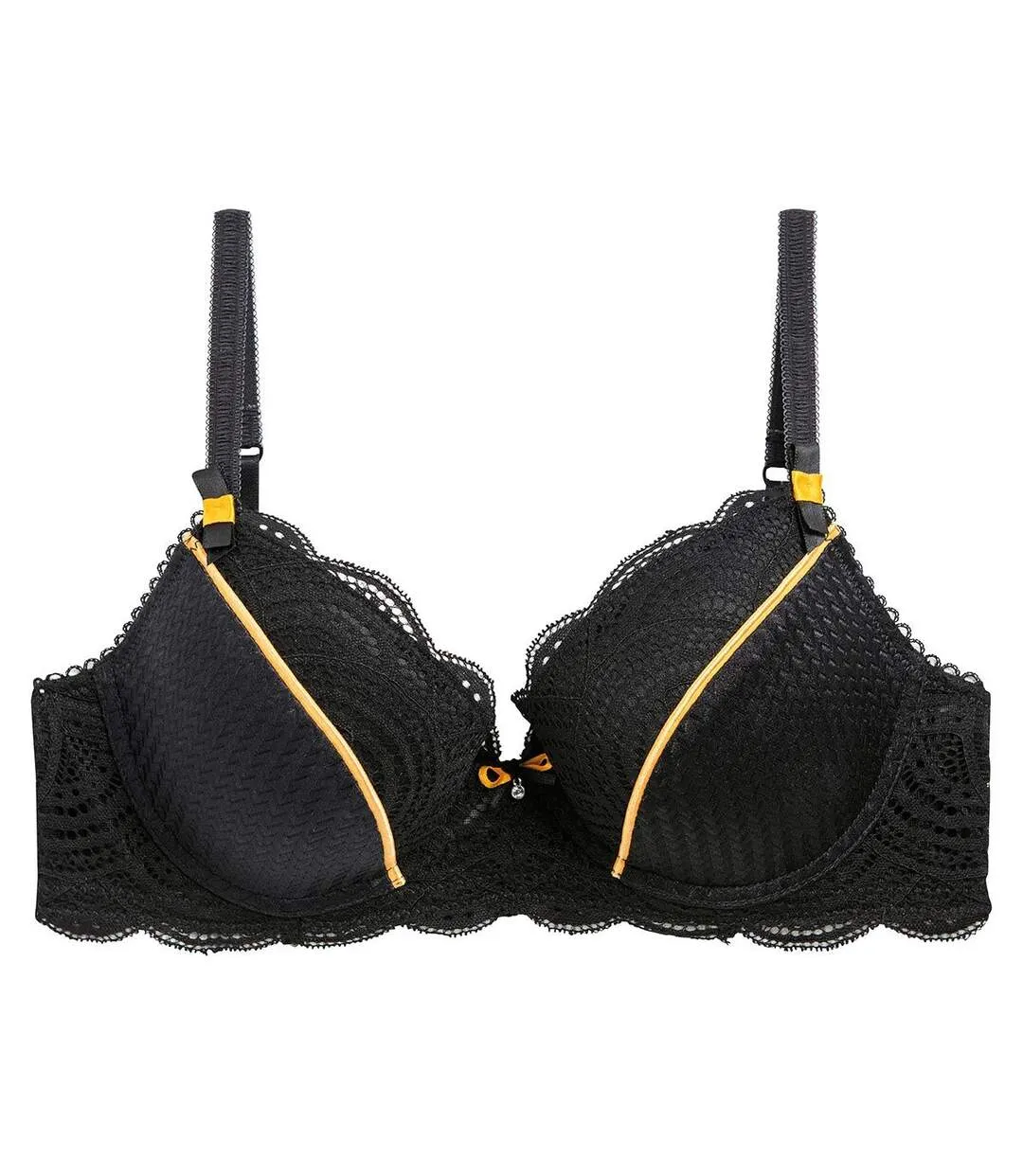 Soutien-gorge ampliforme coque moulée noir/moutarde Couleur Café