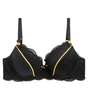 Soutien-gorge ampliforme coque moulée noir/moutarde Couleur Café