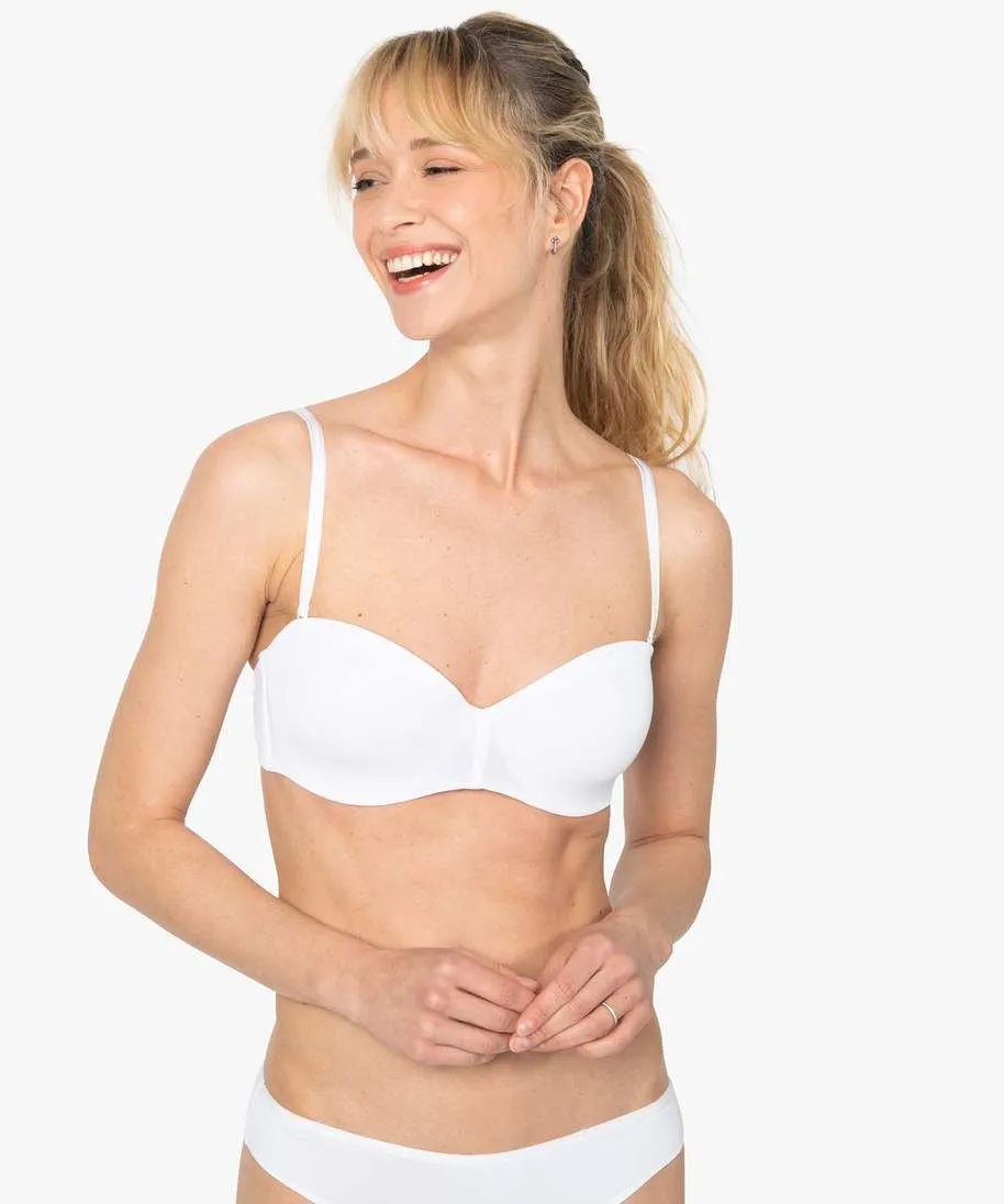 soutien-gorge bandeau en microfibre avec bretelles muti-positions blanc soutien-gorge bandeau