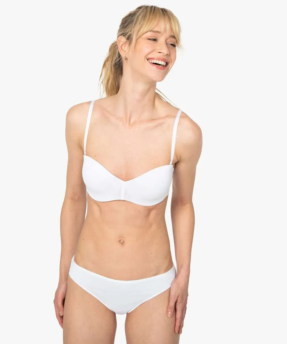 soutien-gorge bandeau en microfibre avec bretelles muti-positions blanc soutien-gorge bandeau