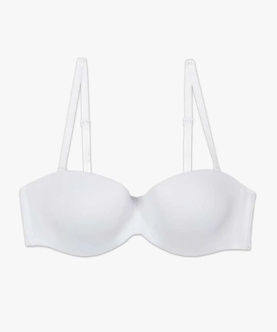 soutien-gorge bandeau en microfibre avec bretelles muti-positions blanc soutien-gorge bandeau