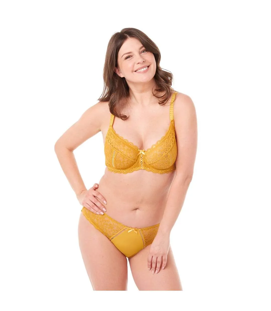 Soutien-gorge grand maintien C, D et E jaune moutarde Elena