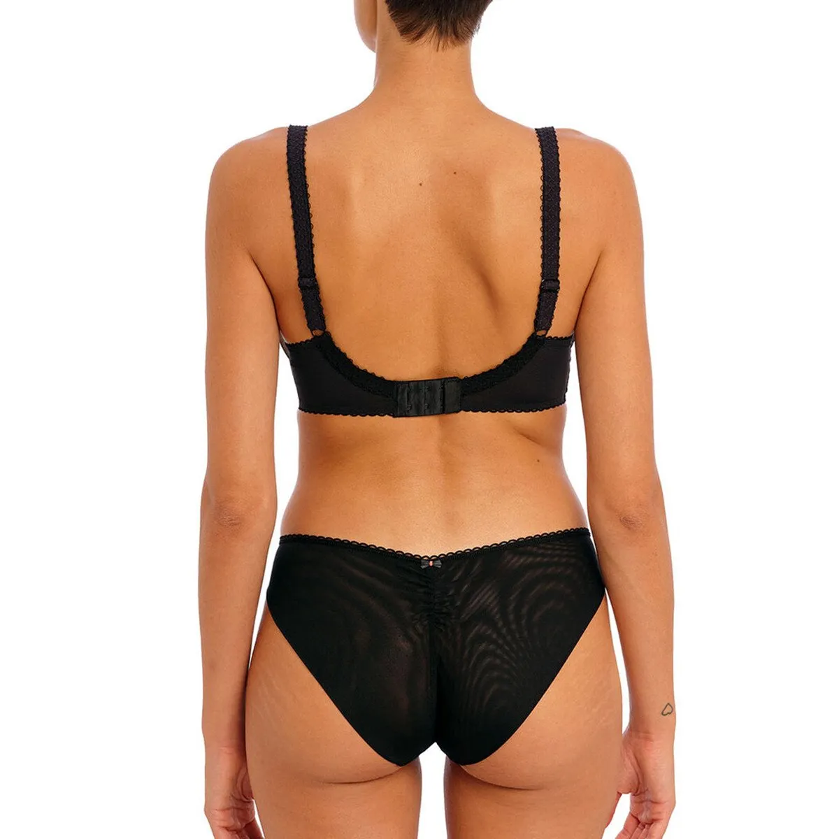 Soutien-gorge plongeant transparent broderies florales Rose Blossom Noir