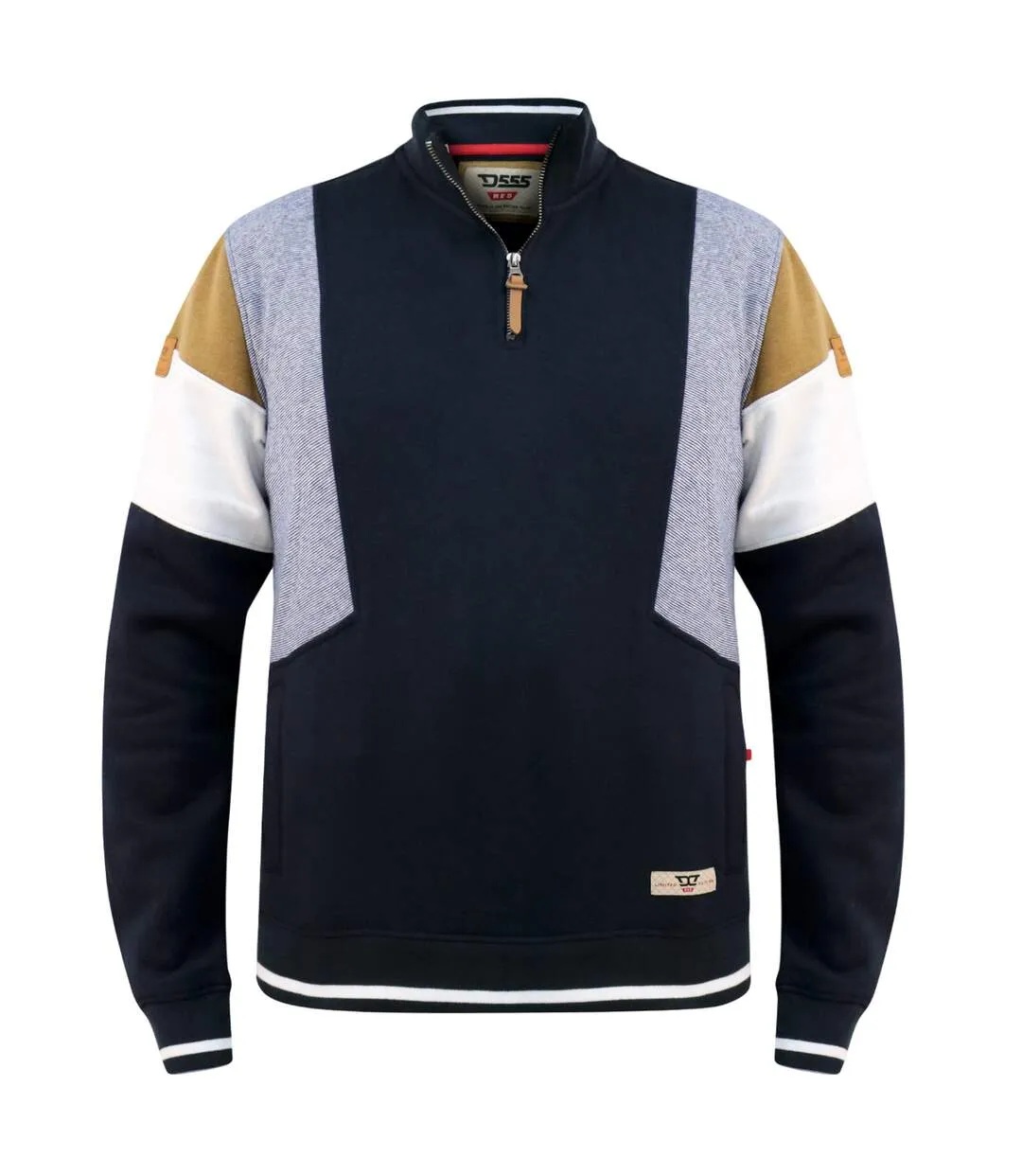 Sweat kenington d555 homme bleu marine / blanc / moutarde Duke