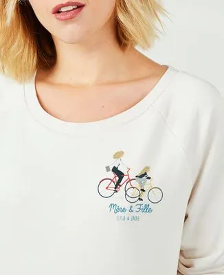 Sweatshirt homme Parent et enfant à vélo personnalisé