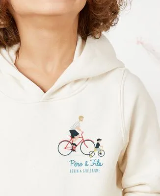 Sweatshirt homme Parent et enfant à vélo personnalisé