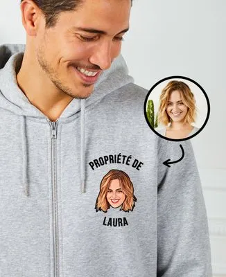 Sweatshirt homme Propriété de visage personnalisé