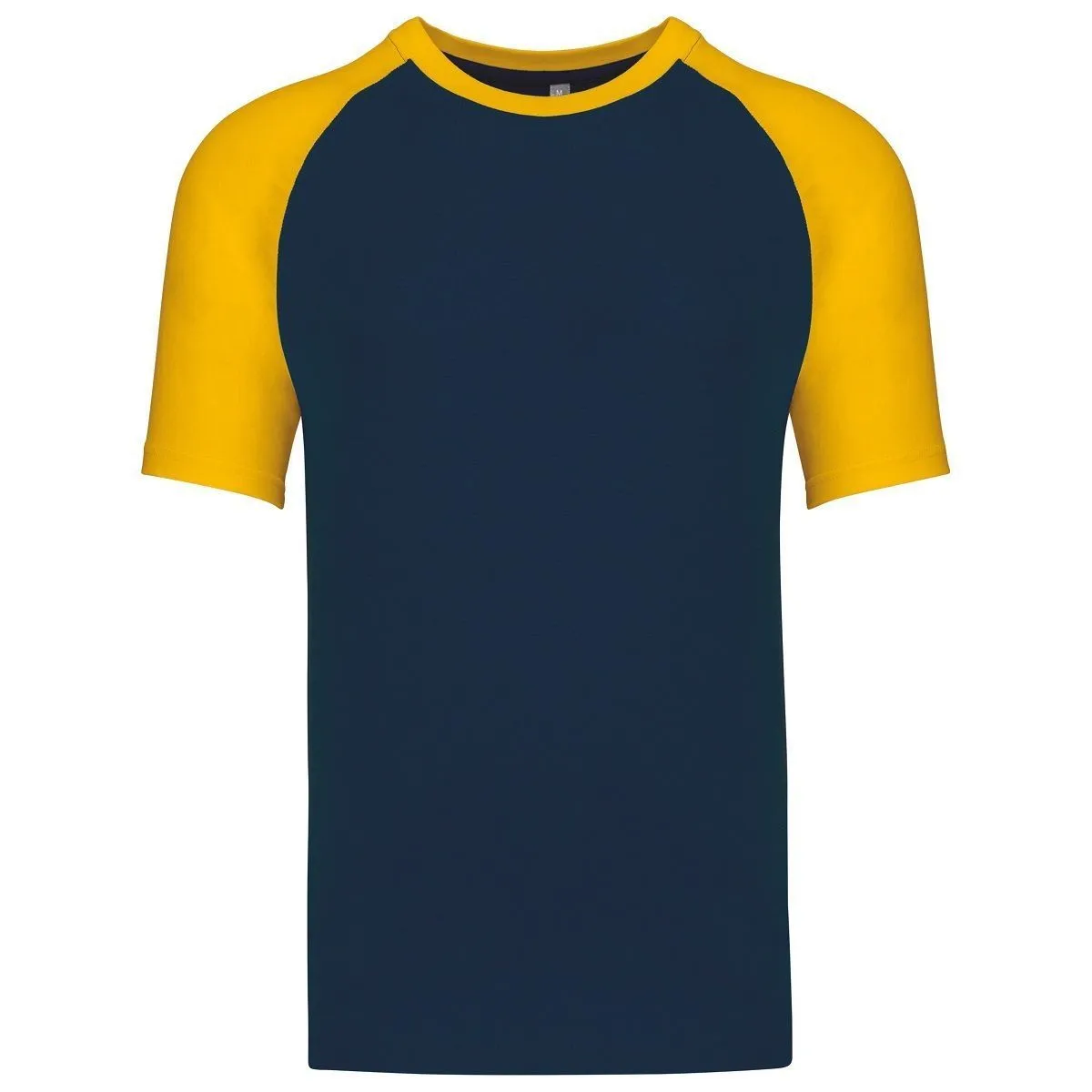 T-shirt bicolore baseball - Homme - K330 - bleu marine et jaune 