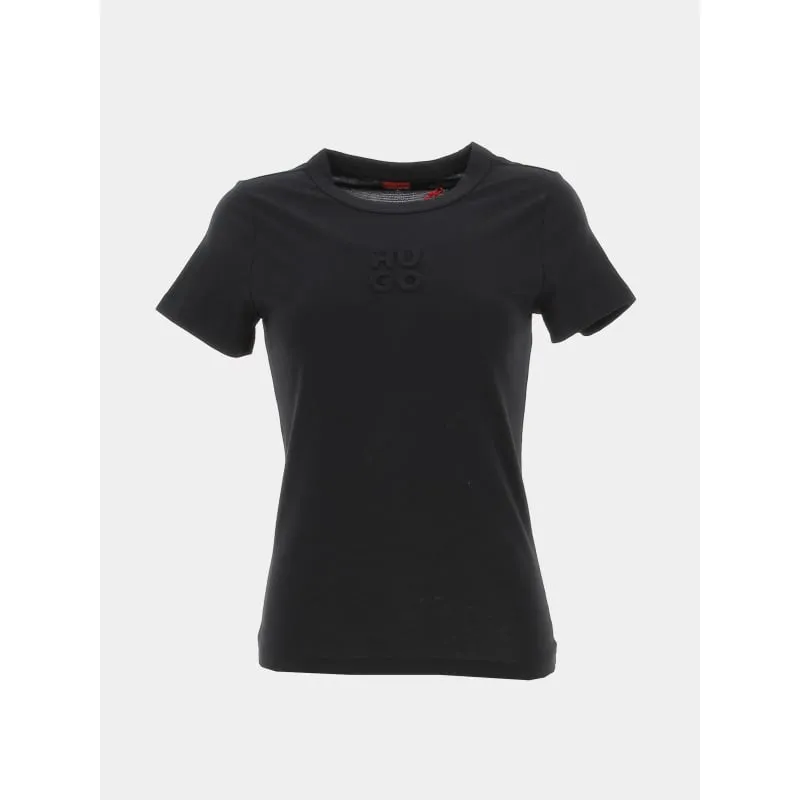 T-shirt côtelé uni logo noir femme - Puma | wimod