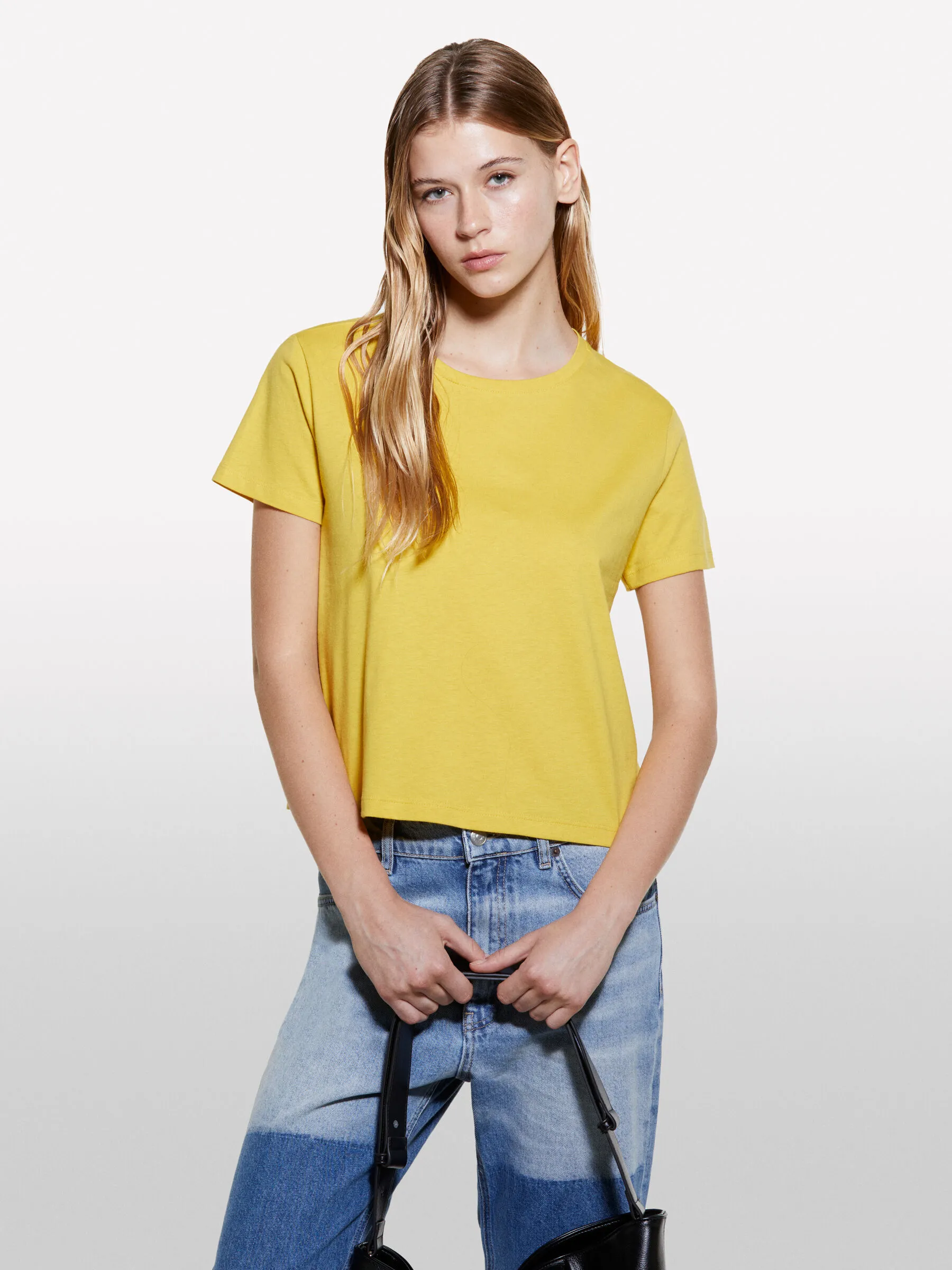 T-shirt jaune moutarde en 100 % coton bio