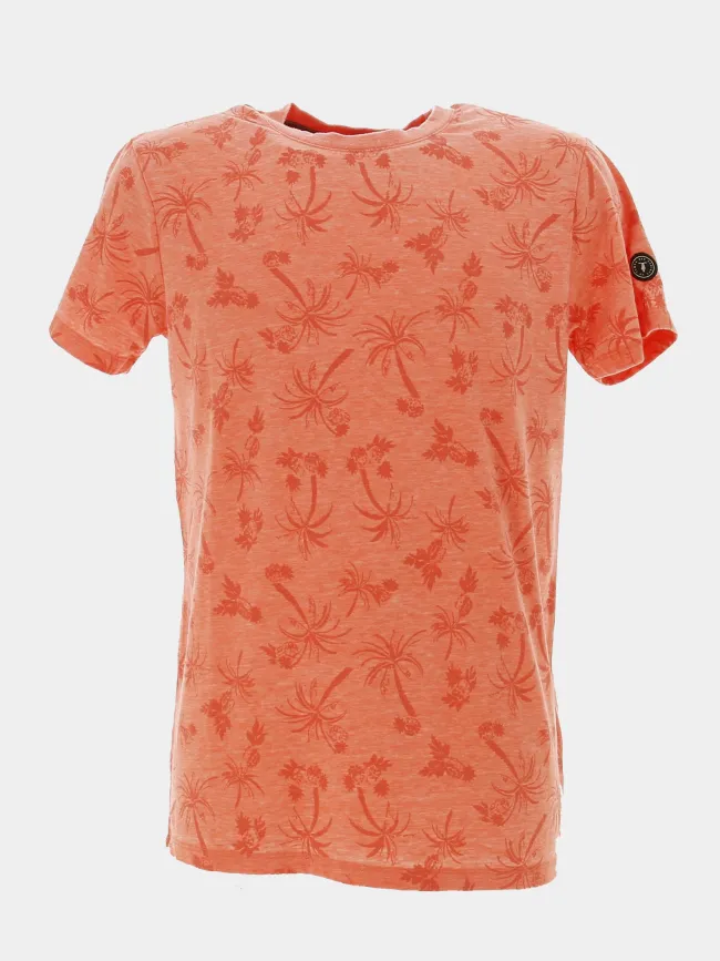 T-shirt motif palmier osmel orange homme - Le Temps Des Cerises | wimod