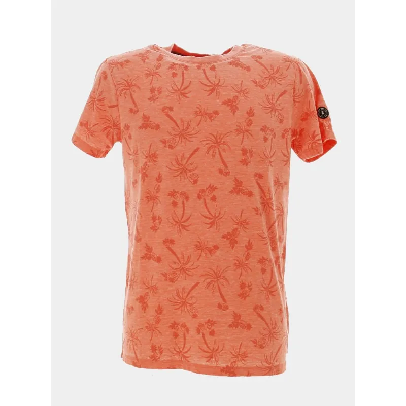 T-shirt motif palmier osmel orange homme - Le Temps Des Cerises | wimod