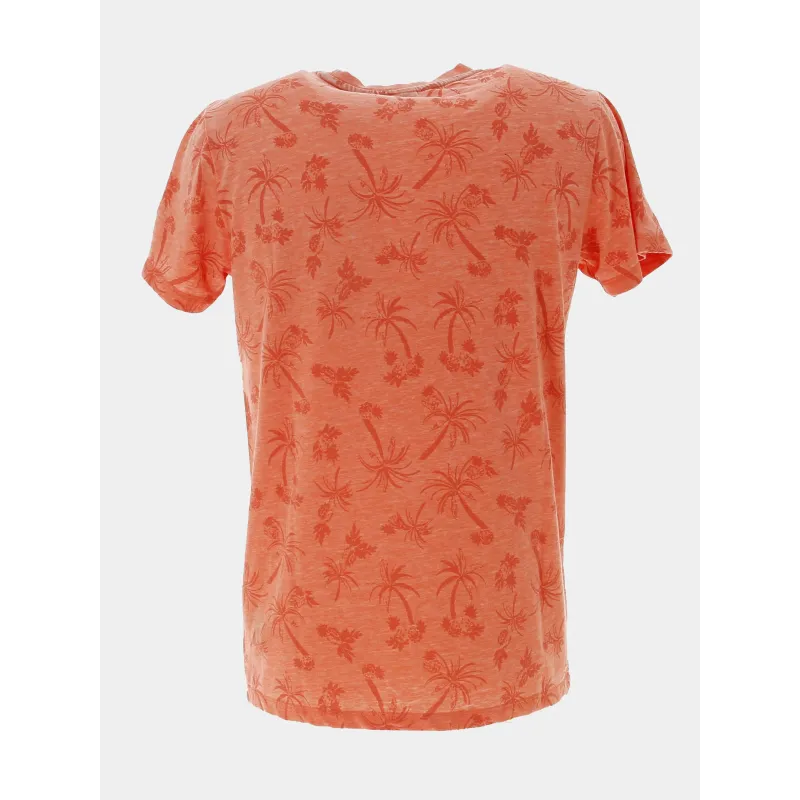 T-shirt motif palmier osmel orange homme - Le Temps Des Cerises | wimod