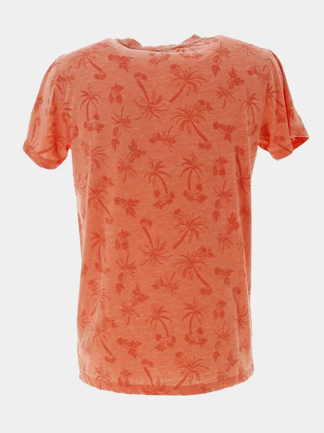 T-shirt motif palmier osmel orange homme - Le Temps Des Cerises | wimod