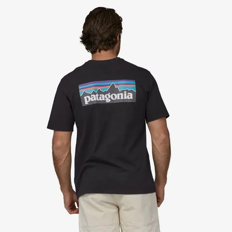 T-shirt Patagonia P-6 Logo Responsibili-Tee Coton et Polyester recyclé Noir