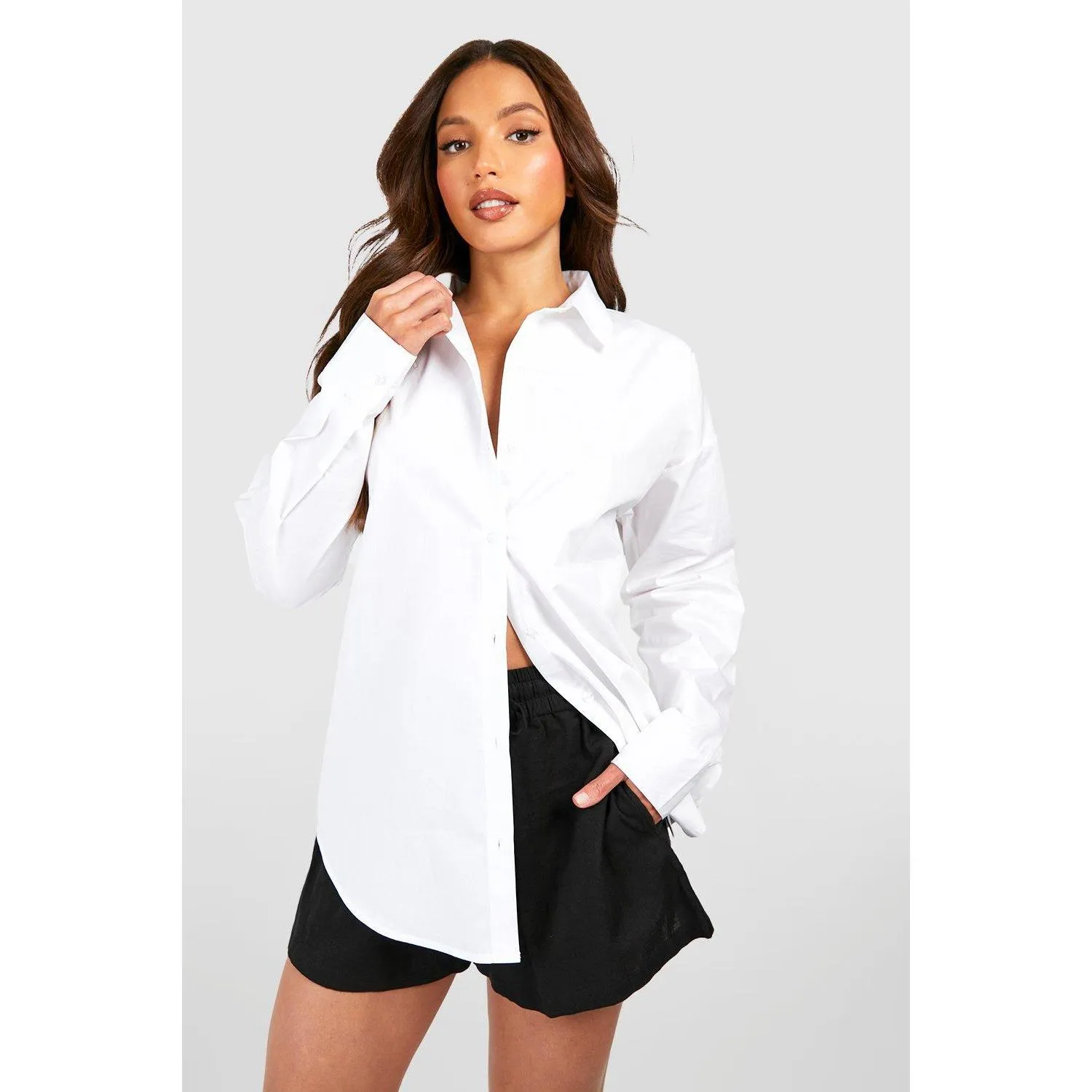 Tall – Chemise oversize effet lin – Blanc