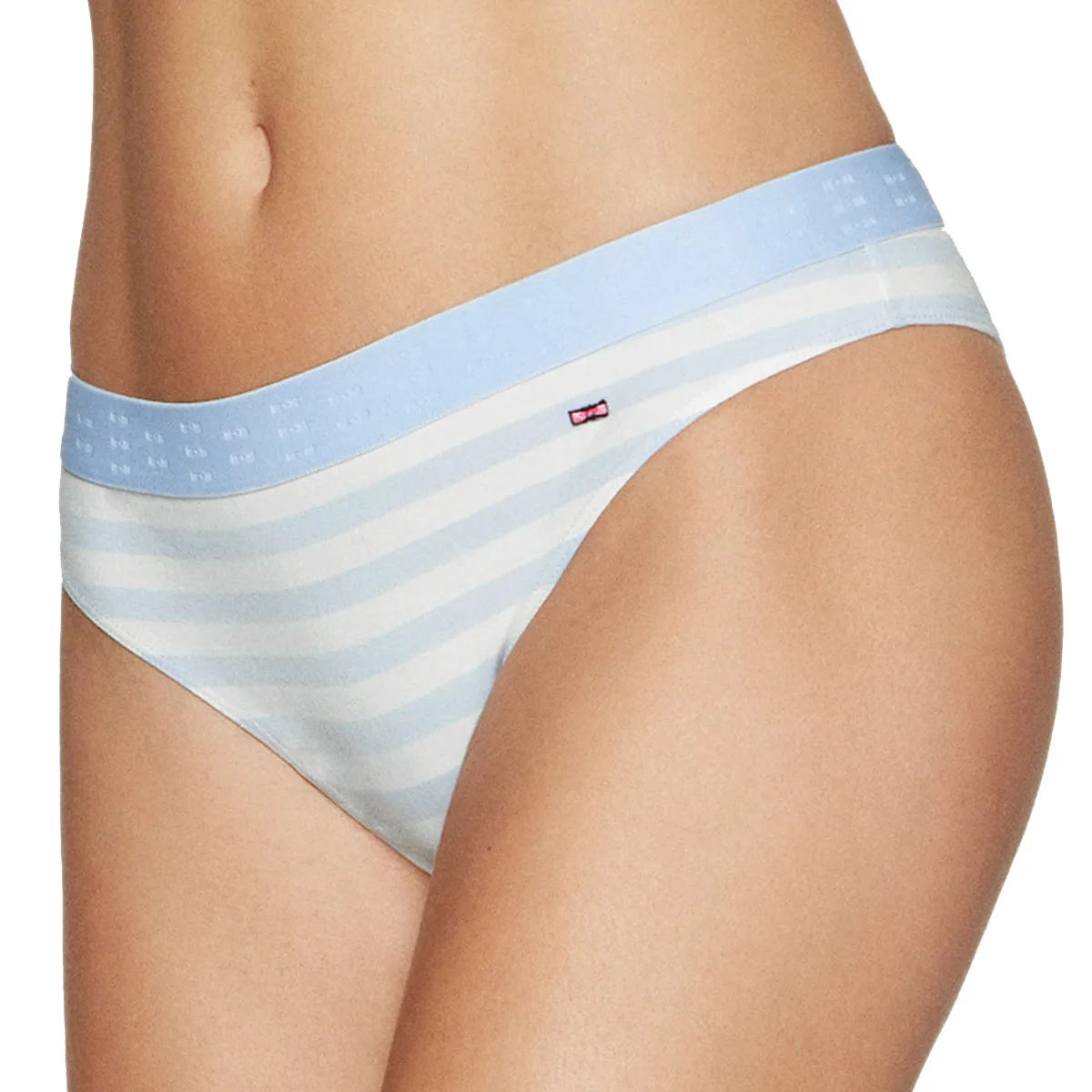 Tanga blanc à rayures bleu clair en coton biologique Eden Park