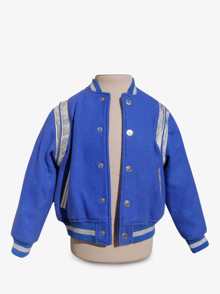 TEDDY BLOUSON CUIR ET TISSUS  LeTeddy 50's Enfant Bleu Vif