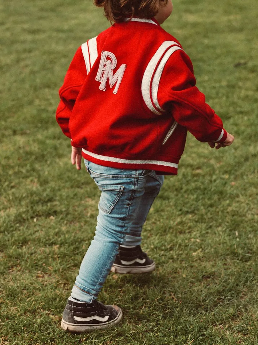 TEDDY BLOUSON CUIR ET TISSUS  LeTeddy 50's Enfant Rouge Écarlate