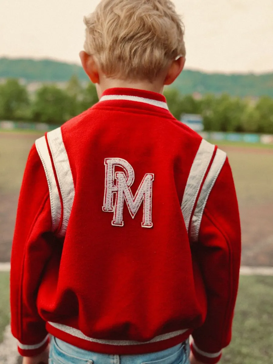 TEDDY BLOUSON CUIR ET TISSUS  LeTeddy 50's Enfant Rouge Écarlate