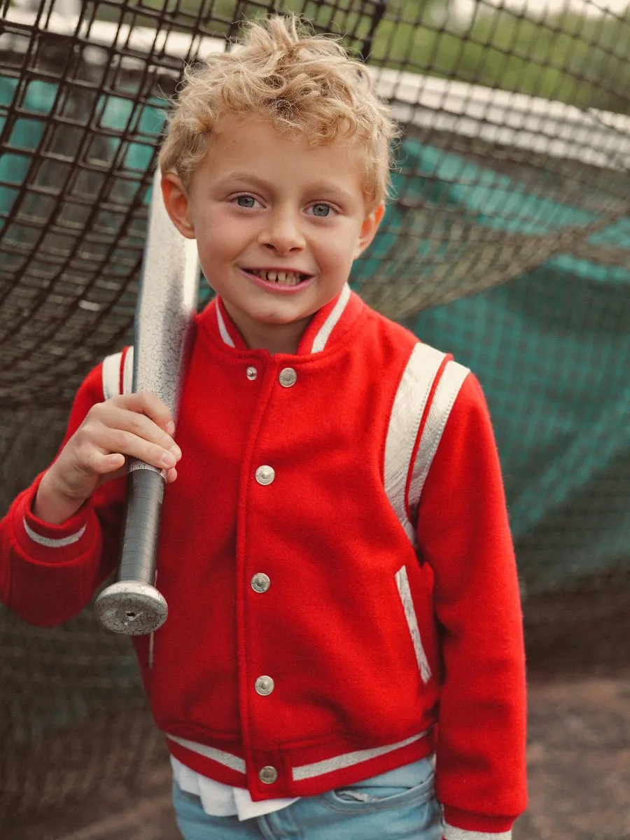 TEDDY BLOUSON CUIR ET TISSUS  LeTeddy 50's Enfant Rouge Écarlate