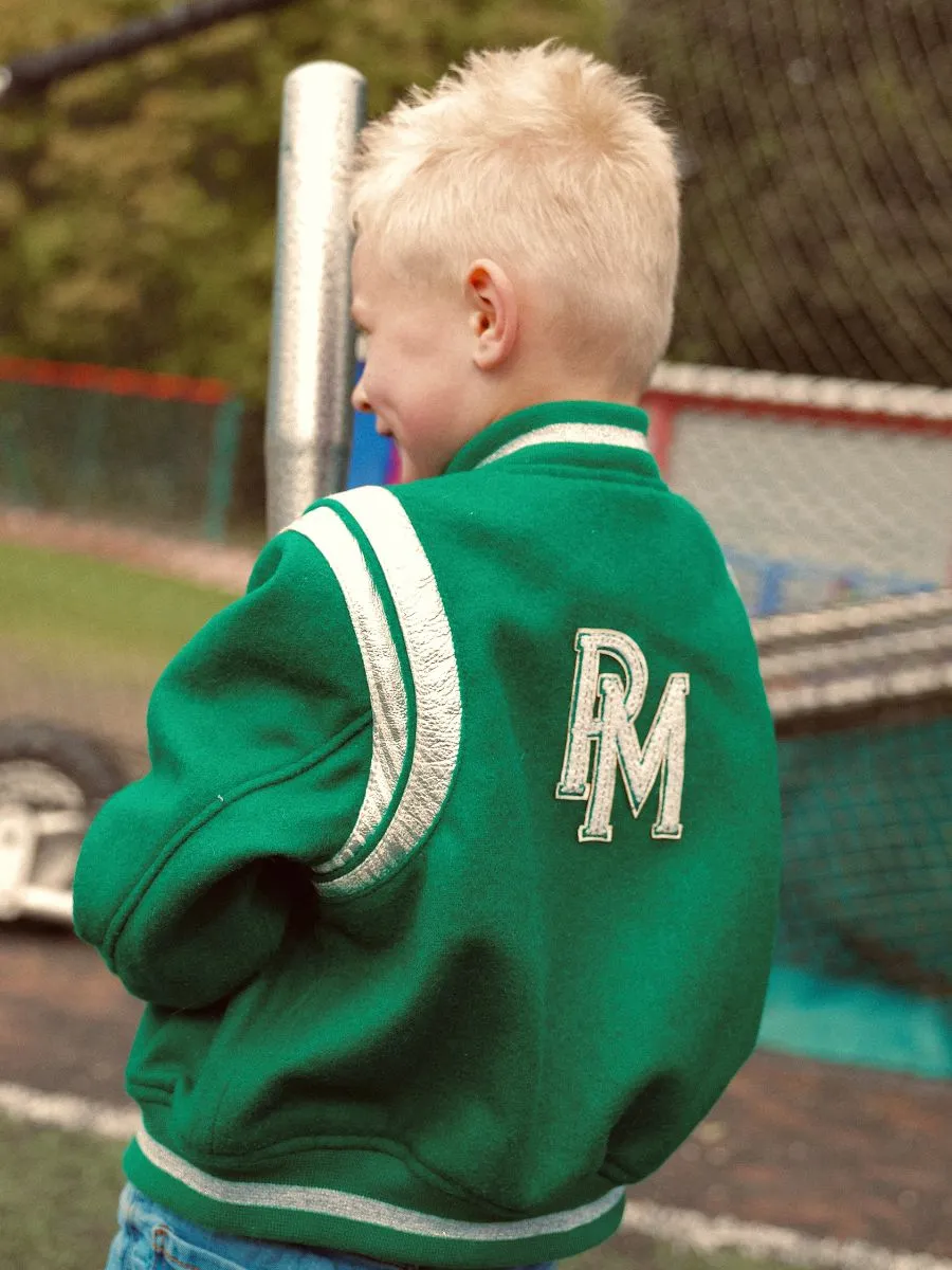 TEDDY BLOUSON CUIR ET TISSUS  LeTeddy 50's Enfant Vert Vipère