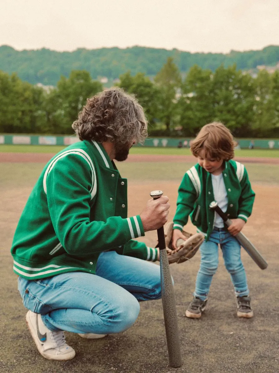 TEDDY BLOUSON CUIR ET TISSUS  LeTeddy 50's Enfant Vert Vipère