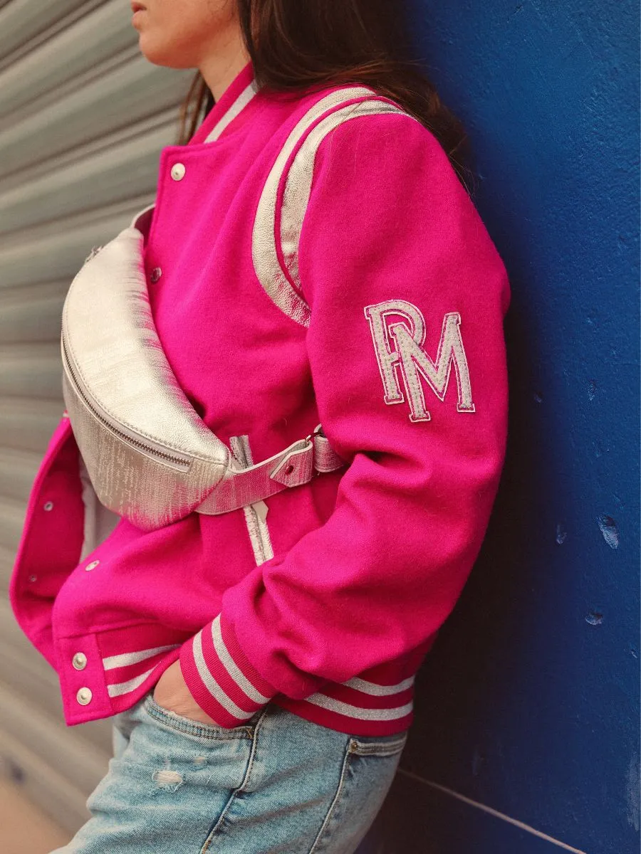 TEDDY BLOUSON CUIR ET TISSUS  LeTeddy 50's Fuchsia