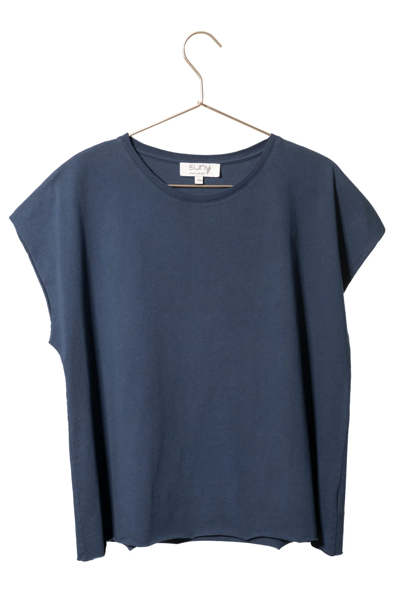 Tee shirt en coton bio ROCKY SUNY bleu de prusse