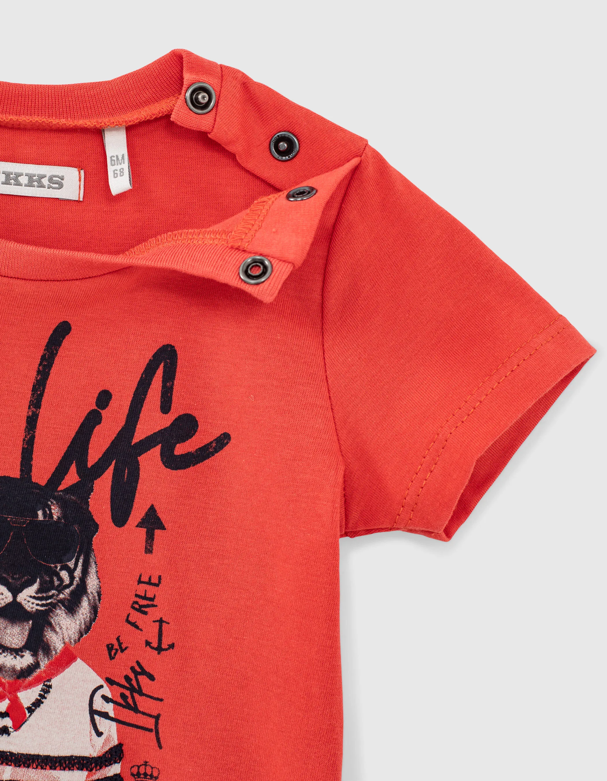 Tee-shirt orange avec visuel tigre coton bio bébé garçon 