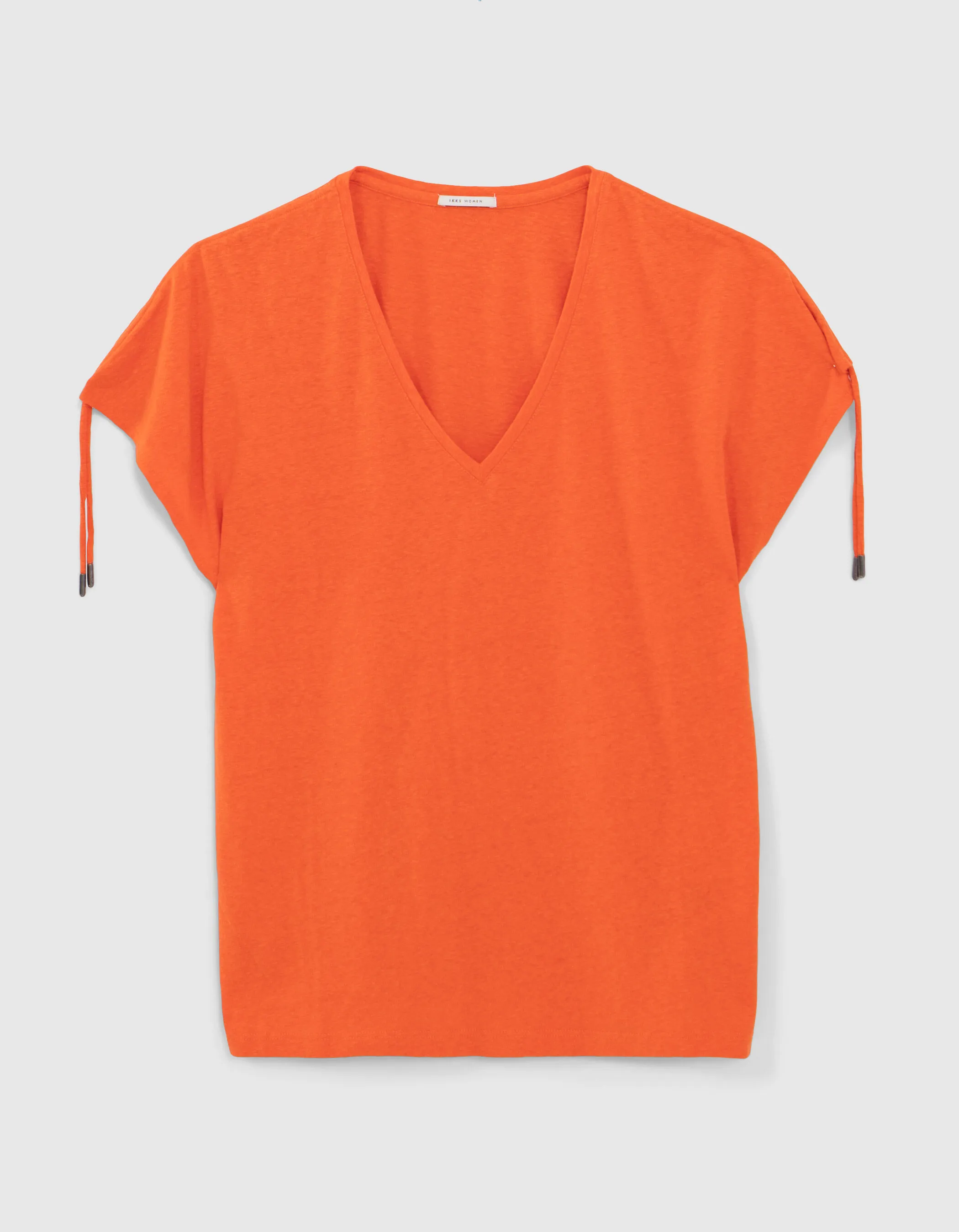 Tee-shirt orange coulisses épaules Femme