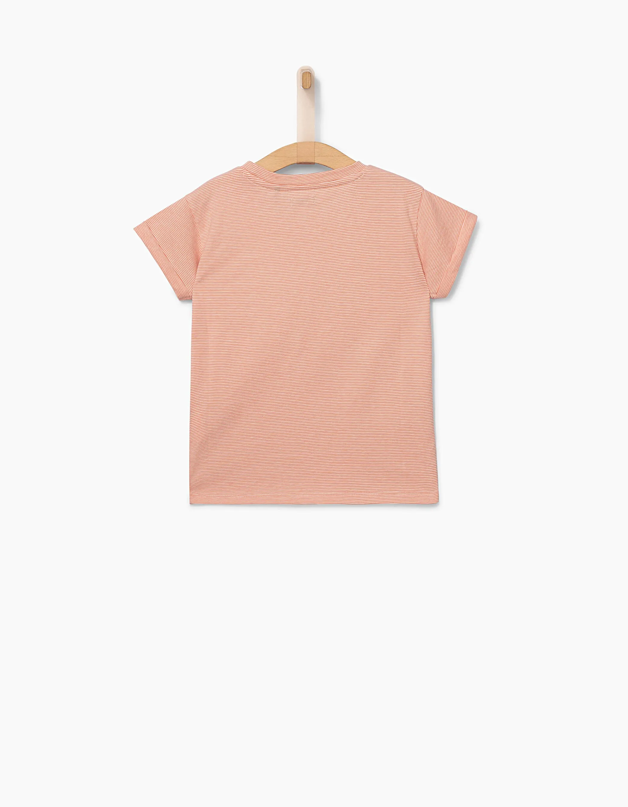 Tee-shirt orange foncé à fines rayures fille