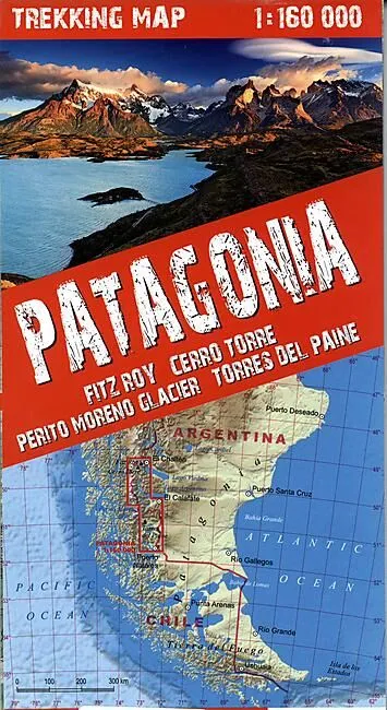 TREKKING MAP PATAGONIA 1 160 000