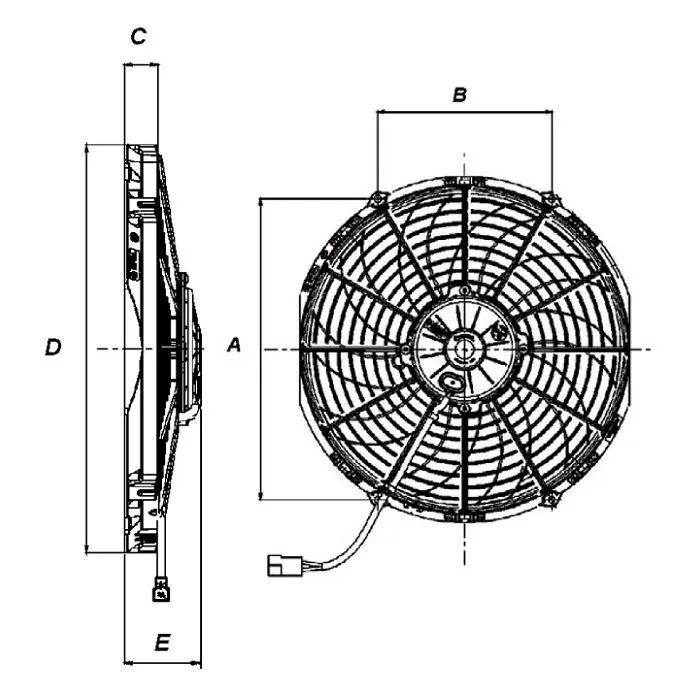 Ventilateur SPAL aspirant Ø 350 mm puissance 1 620 m3/h