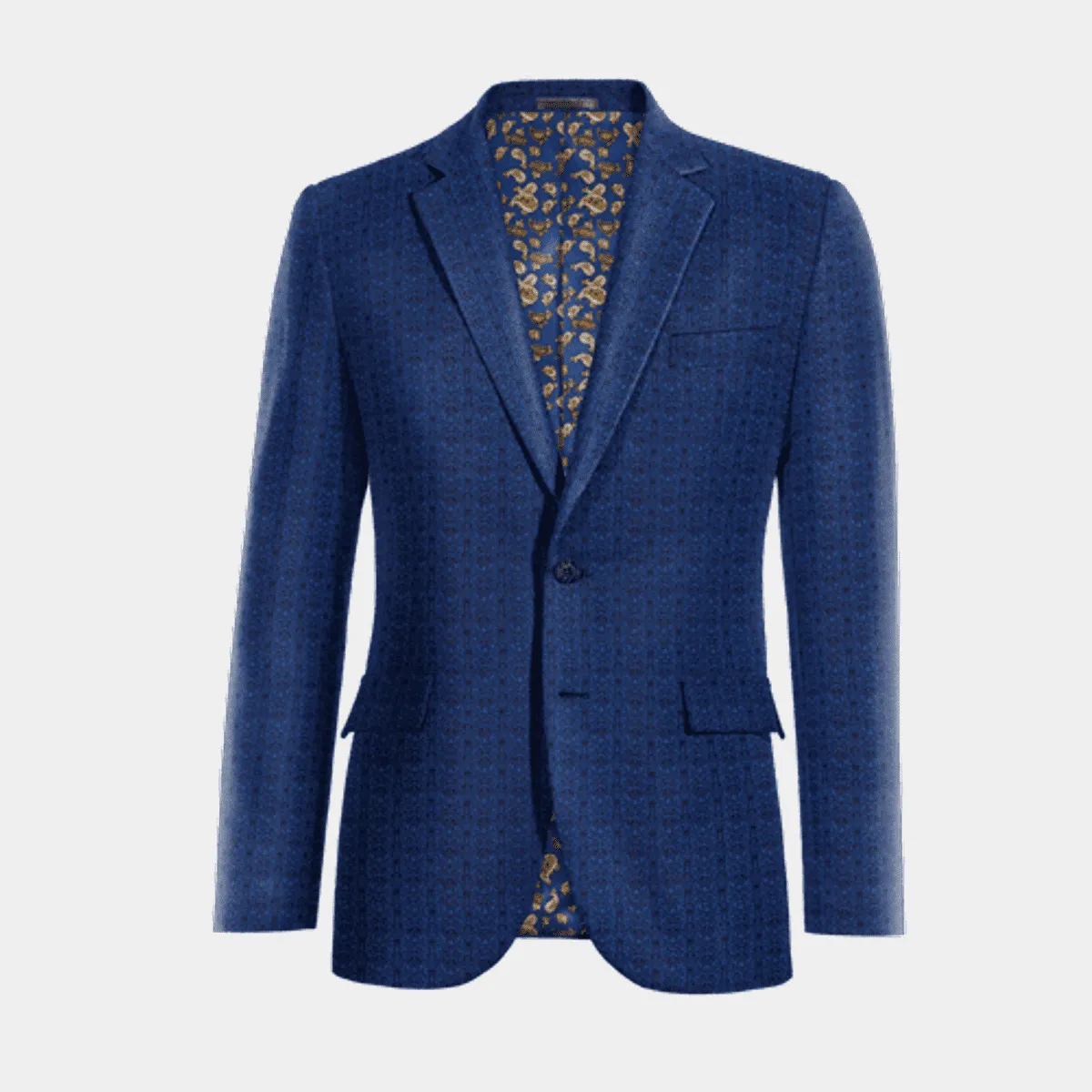 Veste bleu cobalt à motif floral en jacquard de mi-saison