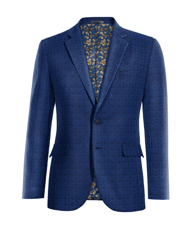 Veste bleu cobalt à motif floral en jacquard de mi-saison