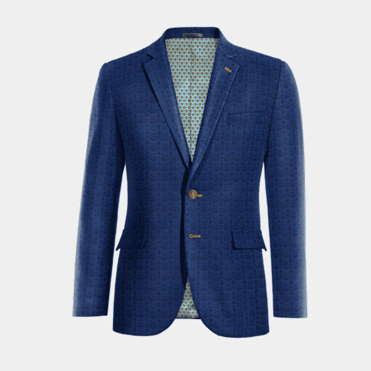 Veste bleu cobalt à motif floral en jacquard slim fit