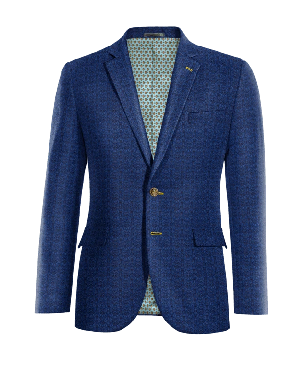 Veste bleu cobalt à motif floral en jacquard slim fit