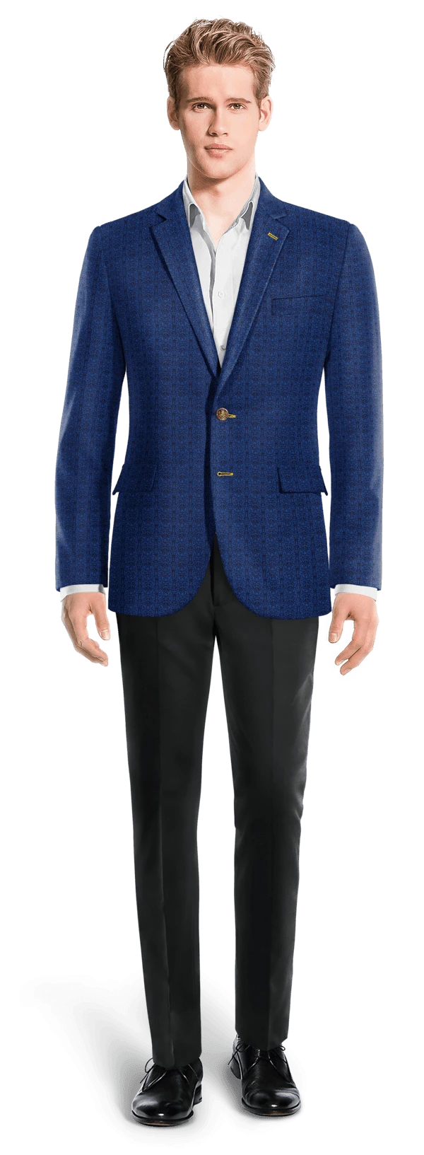 Veste bleu cobalt à motif floral en jacquard slim fit