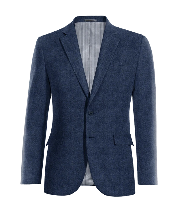 Veste bleu roi chevrons en tweed essentiel