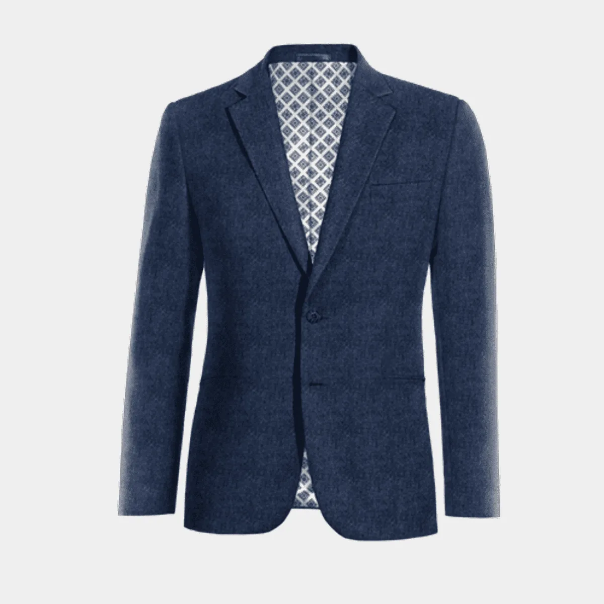 Veste bleu roi chevrons en tweed slim fit