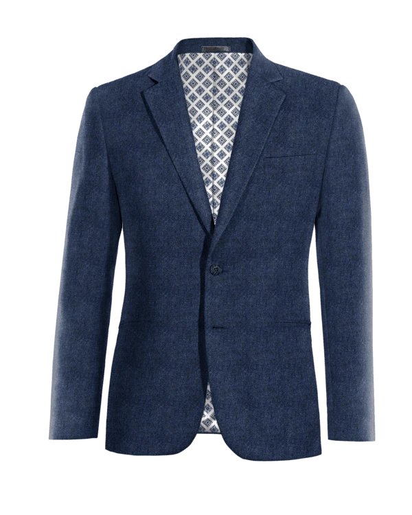 Veste bleu roi chevrons en tweed slim fit