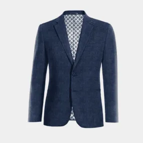 Veste bleu roi chevrons en tweed slim fit