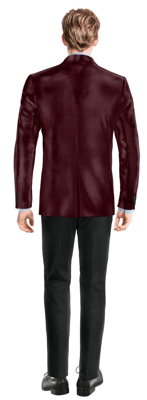 Veste bordeaux en velours col châle slim fit