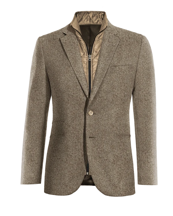 Veste brun clair en donegal tweed essentiel