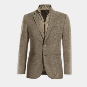 Veste brun clair en donegal tweed essentiel