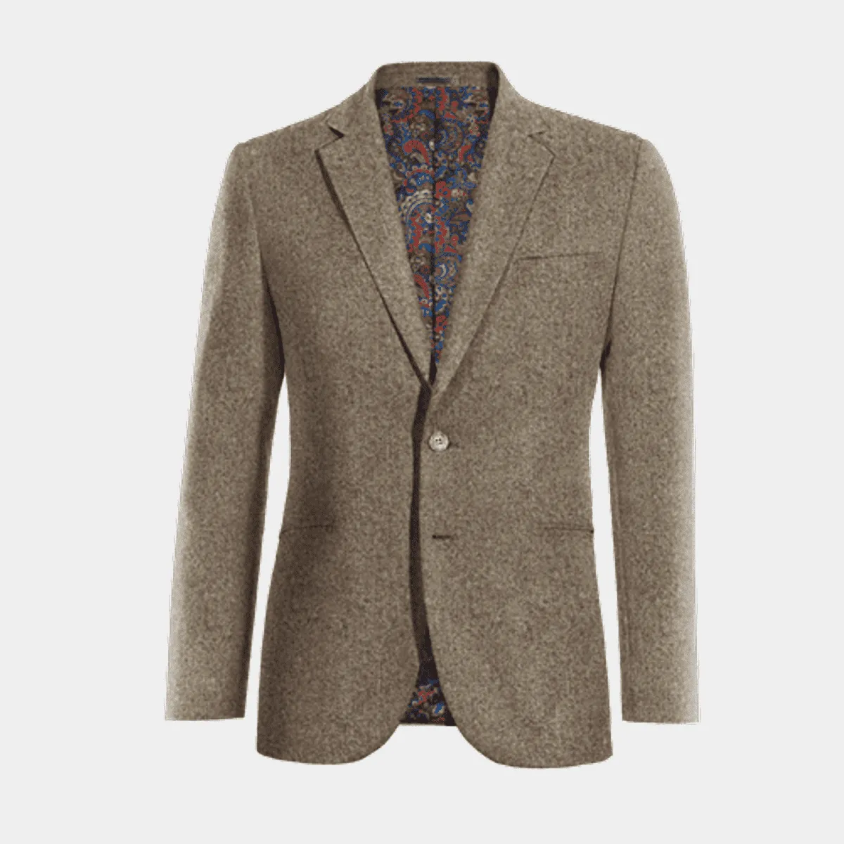 Veste brun clair en donegal tweed slim fit